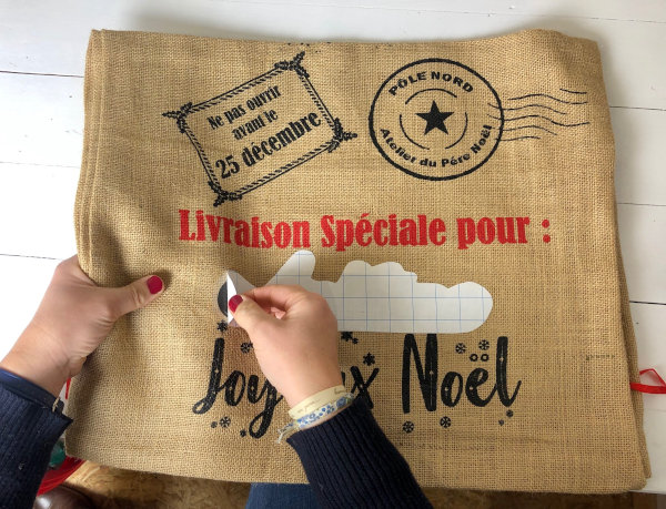 livraison spéciale joyeux Noel tissushop sac personnalisable autocolant