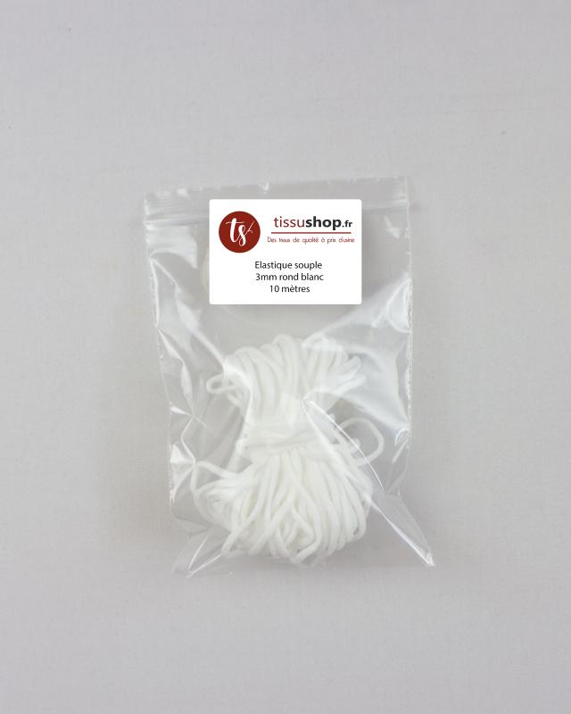 Elastique souple rond 3mm - spécial masque Blanc - Tissushop