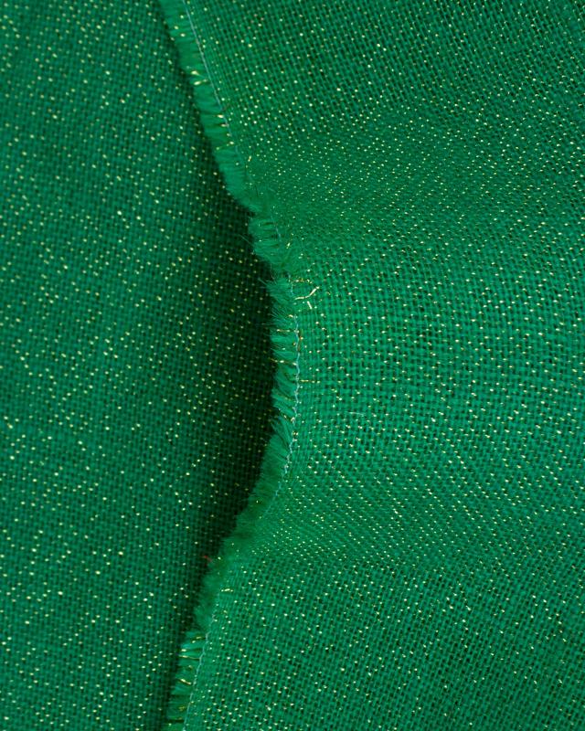Toile de jute lurex or - 290 gr/m2 - 120 cm Vert Sapin - Tissushop