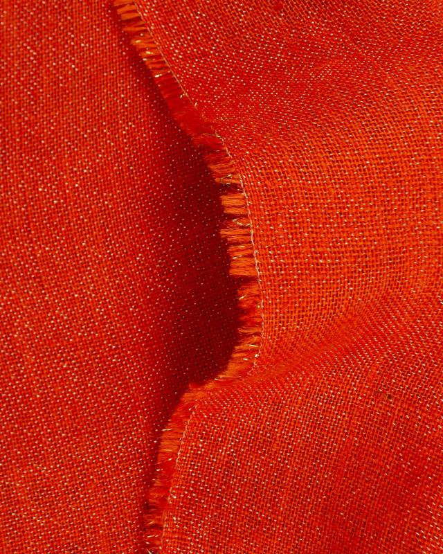 Toile de jute lurex or - 290 gr/m2 - 120 cm Orange - Tissushop