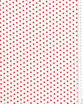 Popeline de coton pois medium fond blanc Rouge - Tissushop