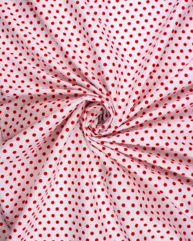 Cotton poplin medium dots white background Red - Tissushop