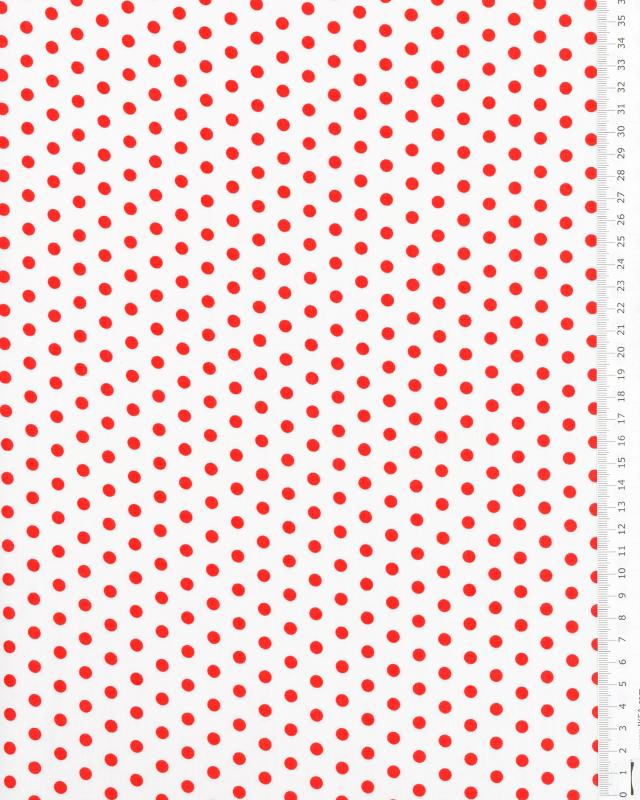 Cotton poplin medium dots white background Red - Tissushop