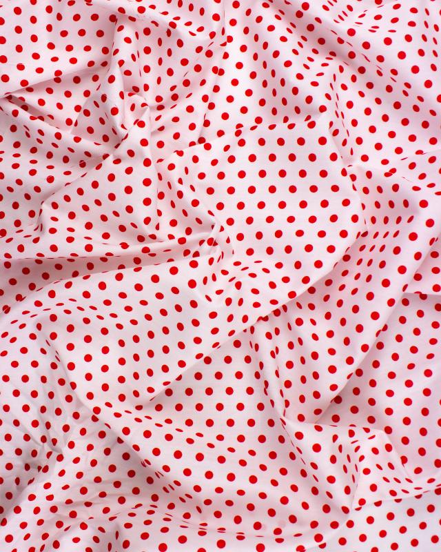 Cotton poplin medium dots white background Red - Tissushop