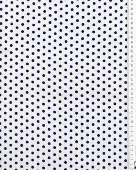 Cotton poplin medium dots white background Navy Blue - Tissushop