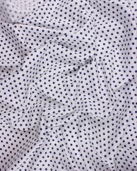 Cotton poplin medium dots white background Navy Blue - Tissushop