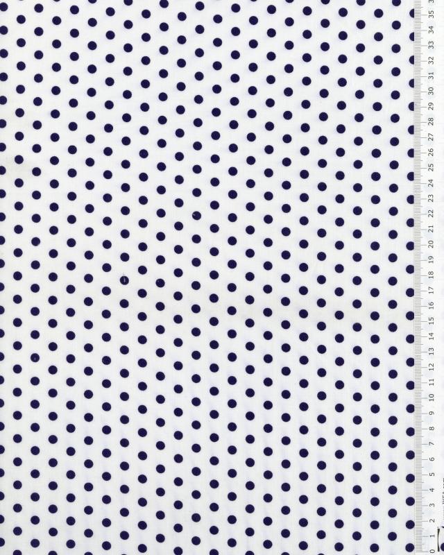 Cotton poplin medium dots white background Navy Blue - Tissushop