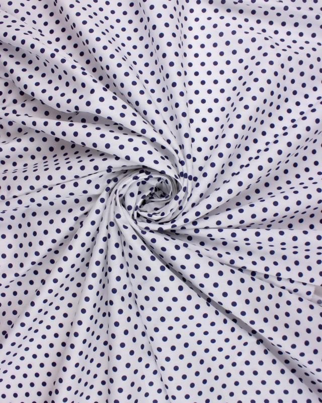 Cotton poplin medium dots white background Navy Blue - Tissushop