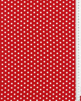 Popeline de coton pois medium blanc sur fond Rouge - Tissushop