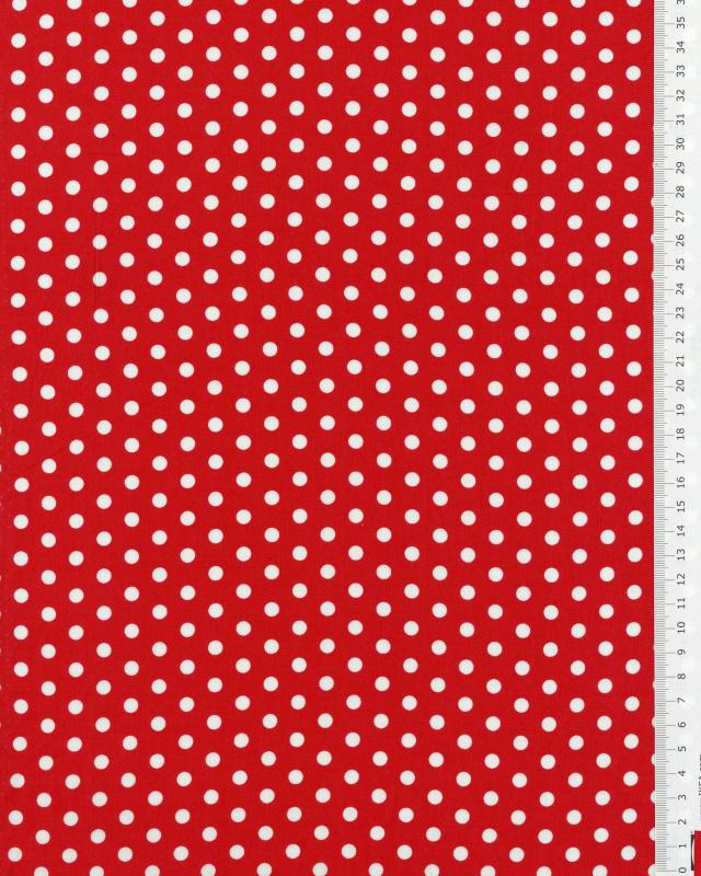 Cotton poplin medium white dots on background Red - Tissushop