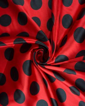 Satin rouge à gros pois Noir - Tissushop