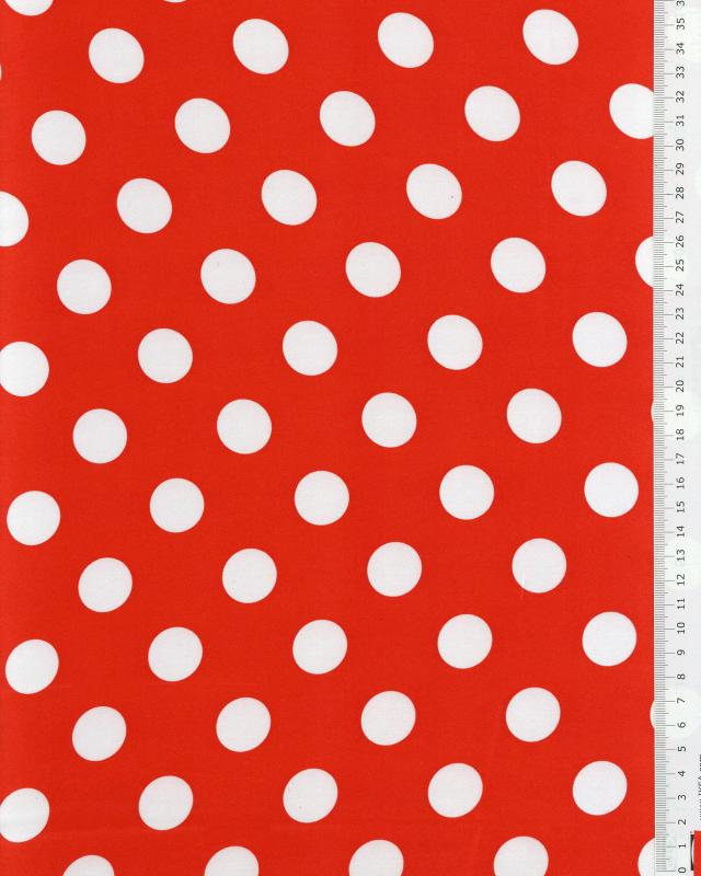 Red satin with dots White - Tissushop