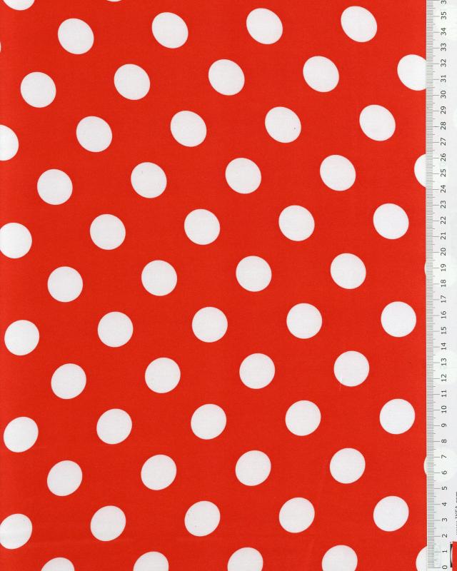 Satin rouge à pois Blanc - Tissushop