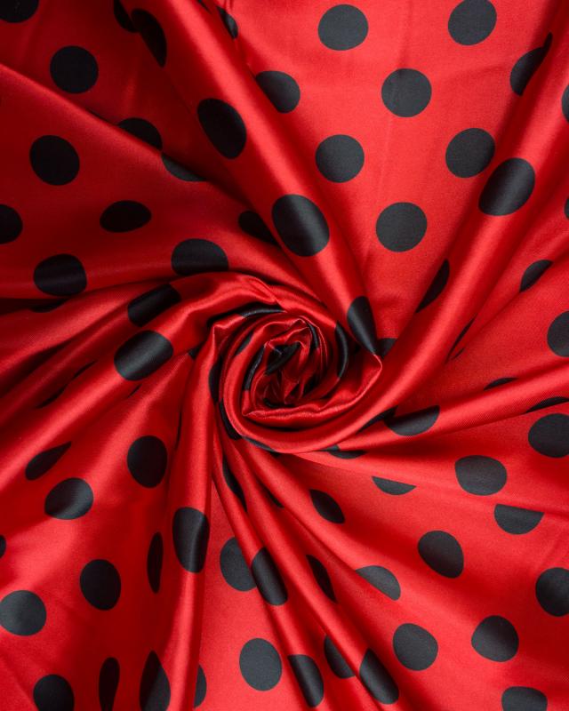 Satin rouge à pois Noir - Tissushop