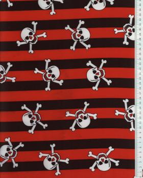 Satin skull on stripes Red and Black - Tissushop