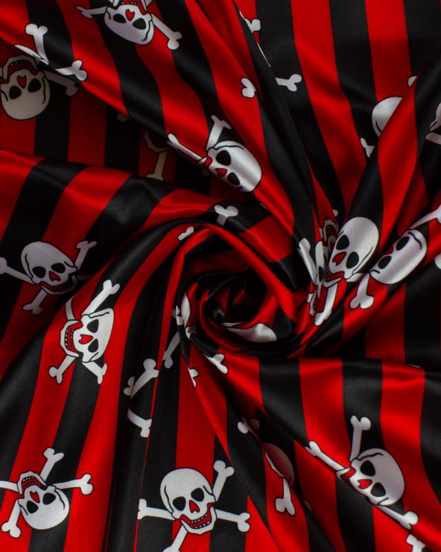 Satin skull on stripes Red and Black - Tissushop