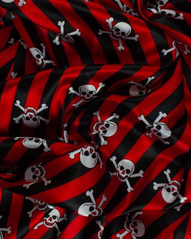 Satin skull on stripes Red and Black - Tissushop