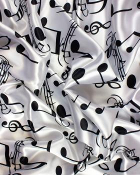 Satin Musical Notes White - Tissushop