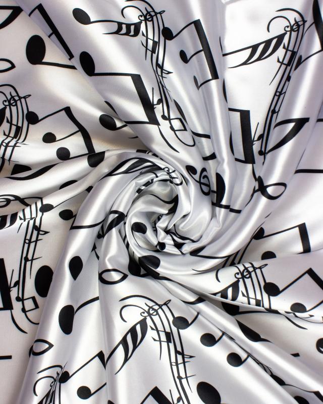 Satin Musical Notes White - Tissushop