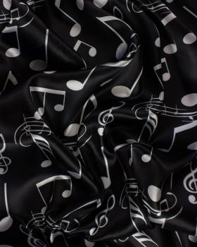 Satin Notes de musique Noir - Tissushop