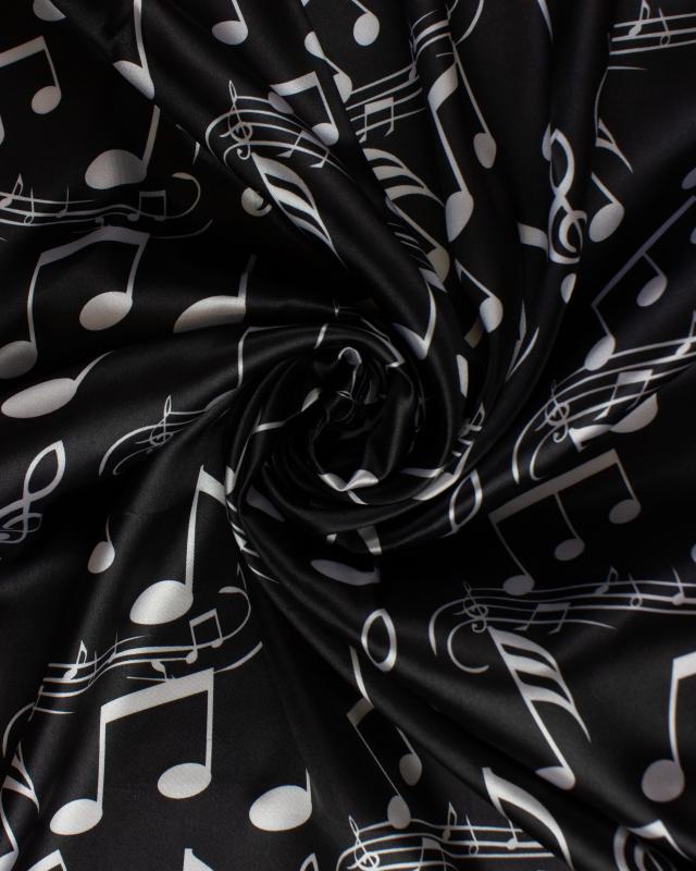 Satin Musical Notes Black - Tissushop