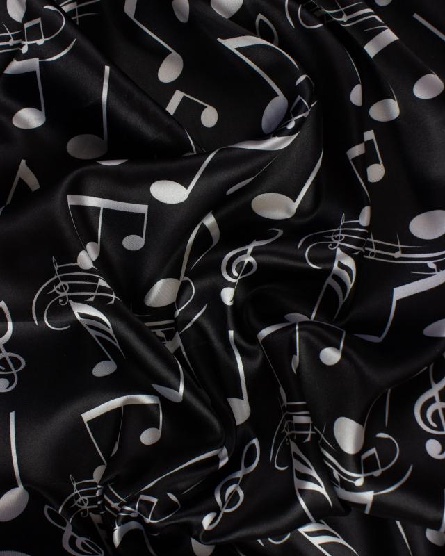 Satin Musical Notes Black - Tissushop