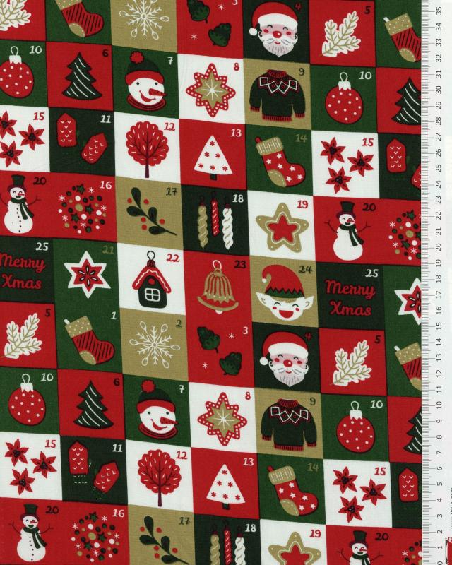 Cotton poplin printed - advent calendar Green - Tissushop