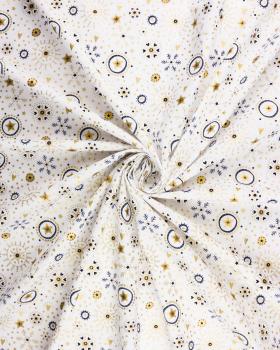 Cotton poplin with star print and Christmas snowflake Ivory - Tissushop