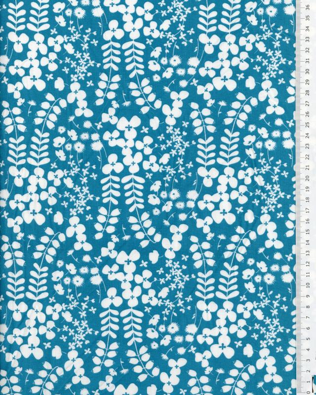 Plant print Turquoise Blue - Tissushop