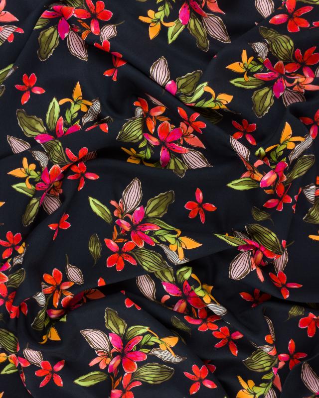 Island flowers viscose Black - Tissushop