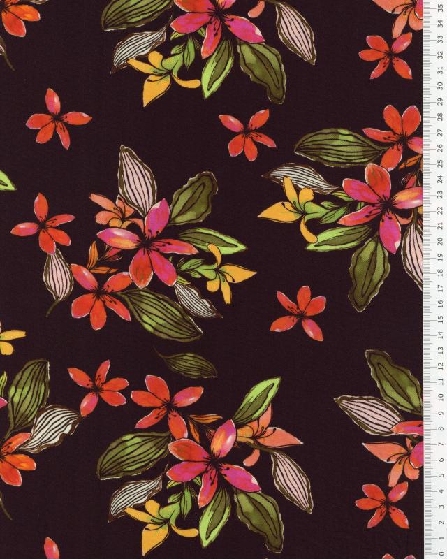 Island flowers viscose Black - Tissushop