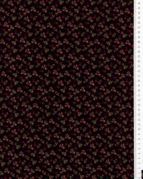 Jersey small flowers on background Black - Tissushop
