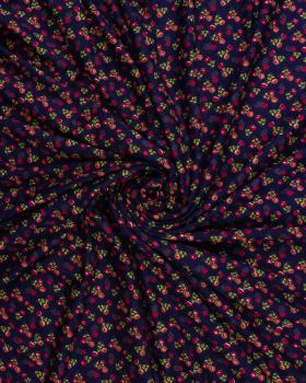 Jersey small flowers on background Navy Blue - Tissushop