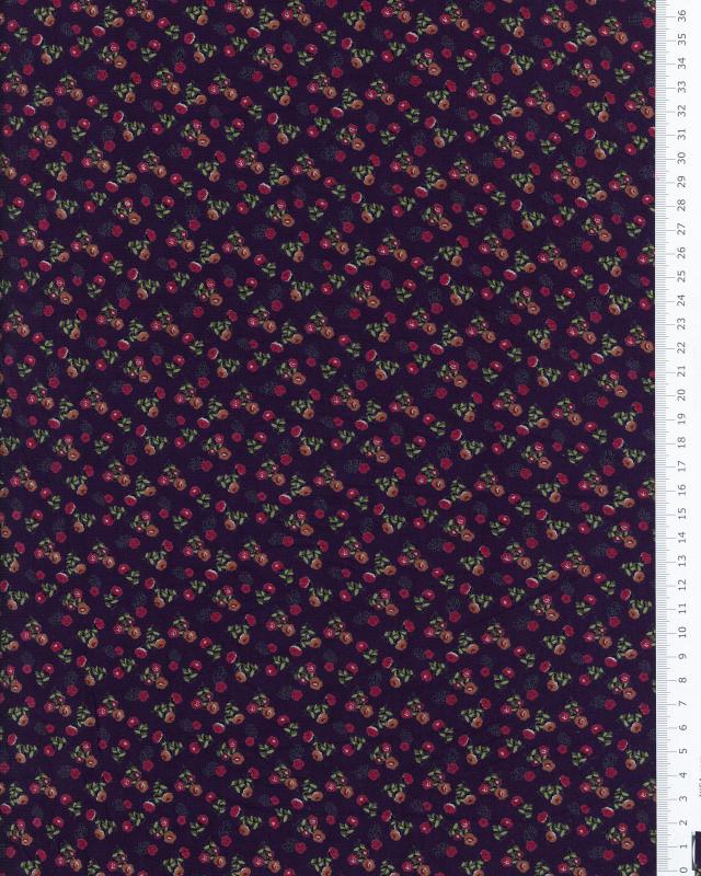 Jersey small flowers on background Navy Blue - Tissushop