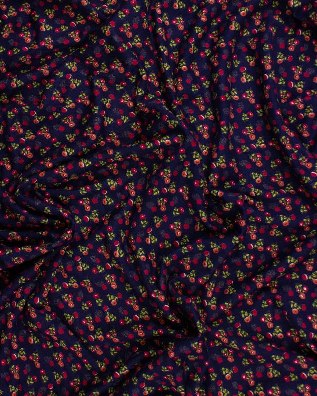 Jersey small flowers on background Navy Blue - Tissushop