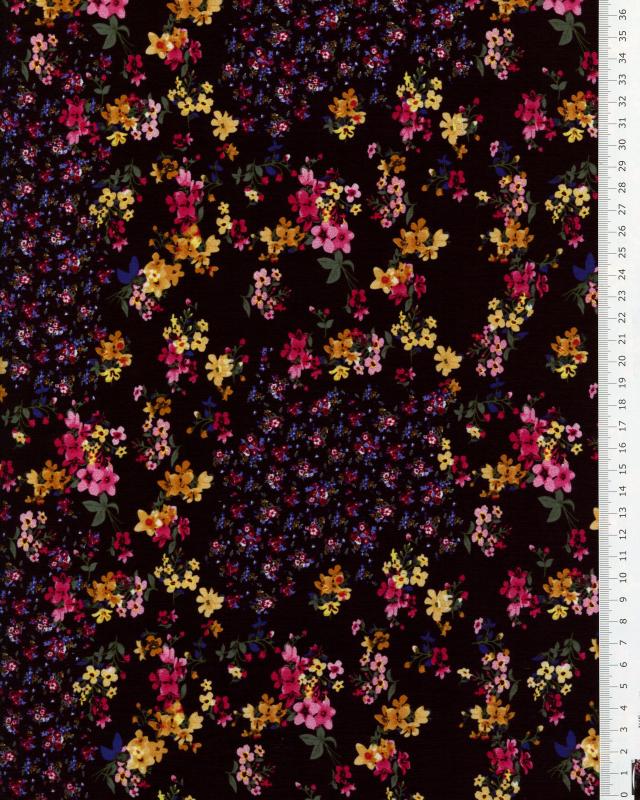 Small flower print satin Black - Tissushop