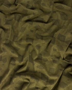 Suedine motif géométrique Kaki - Tissushop