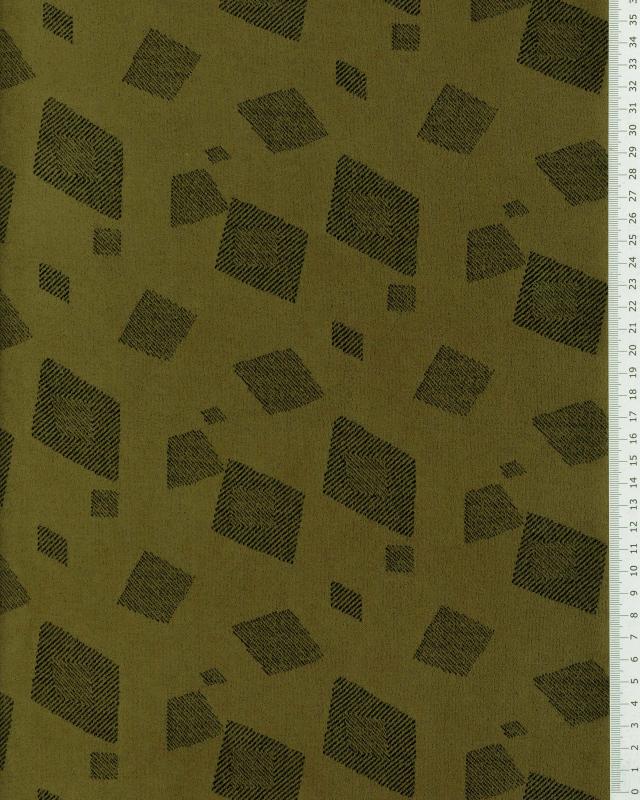 Suedine motif géométrique Kaki - Tissushop