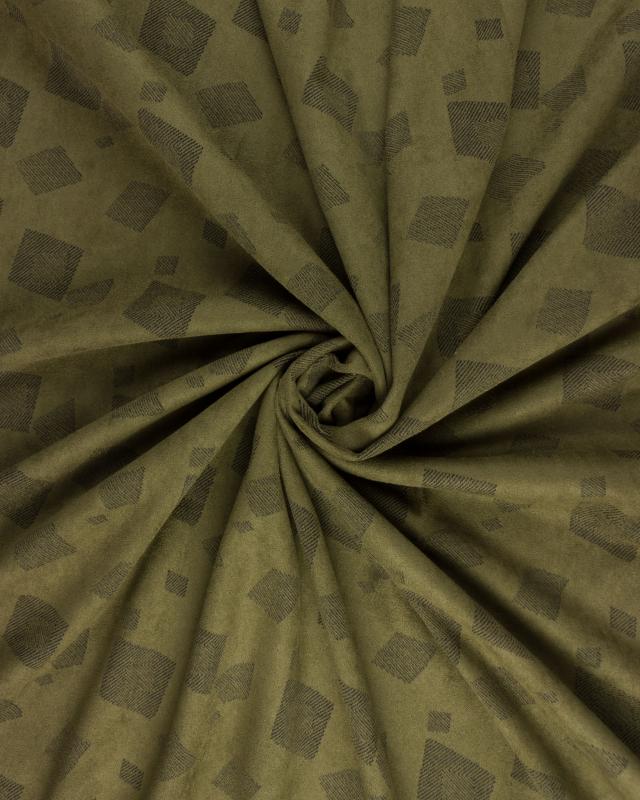 Suedine motif géométrique Kaki - Tissushop