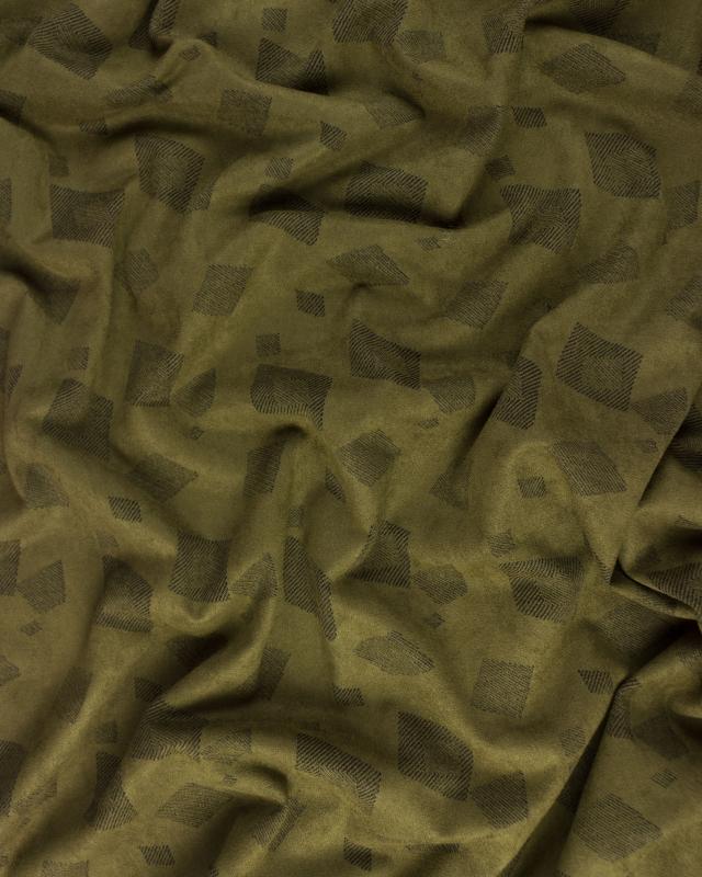 Suedine motif géométrique Kaki - Tissushop