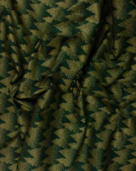 Printed cotton Christmas tree - background Dark Green - Tissushop