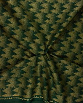 Printed cotton Christmas tree - background Dark Green - Tissushop