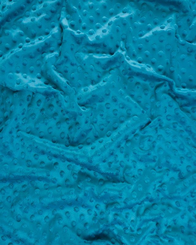 Minky à pois Bleu Turquoise - Tissushop