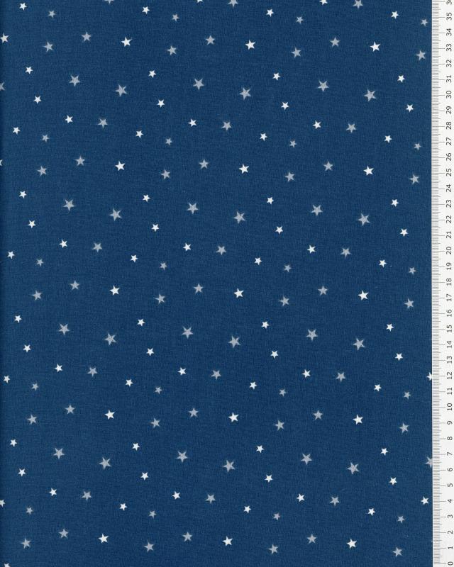 Popeline de coton étoiles Bleu Nuit - Tissushop