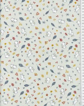 Rabbits cotton popelin Light Grey - Tissushop