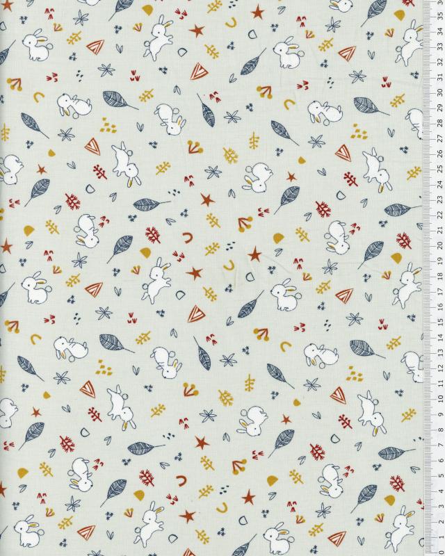 Popeline de coton lapins Gris Clair - Tissushop