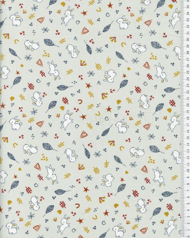 Rabbits cotton popelin Light Grey - Tissushop