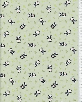 Panda cotton popelin Green - Tissushop