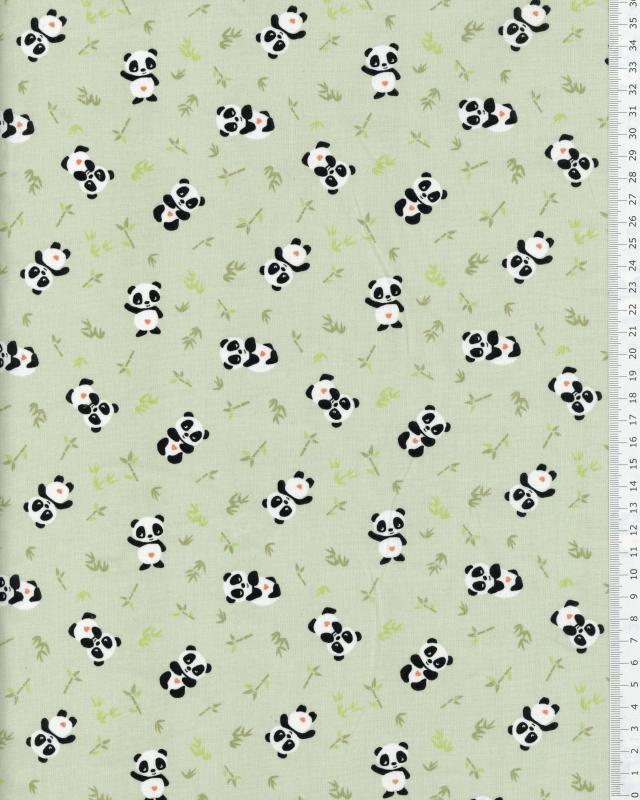 Panda cotton popelin Green - Tissushop