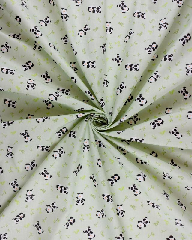 Panda cotton popelin Green - Tissushop